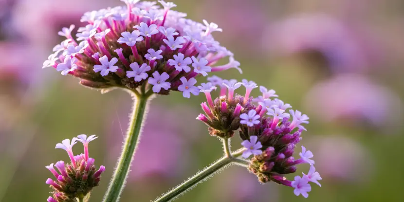 Closeup of pink verbena flowers