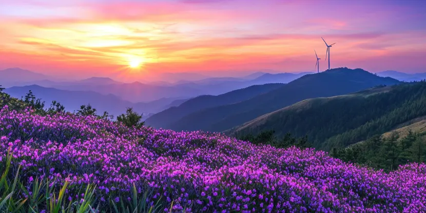 A blanket of purple verbena covers a hillside