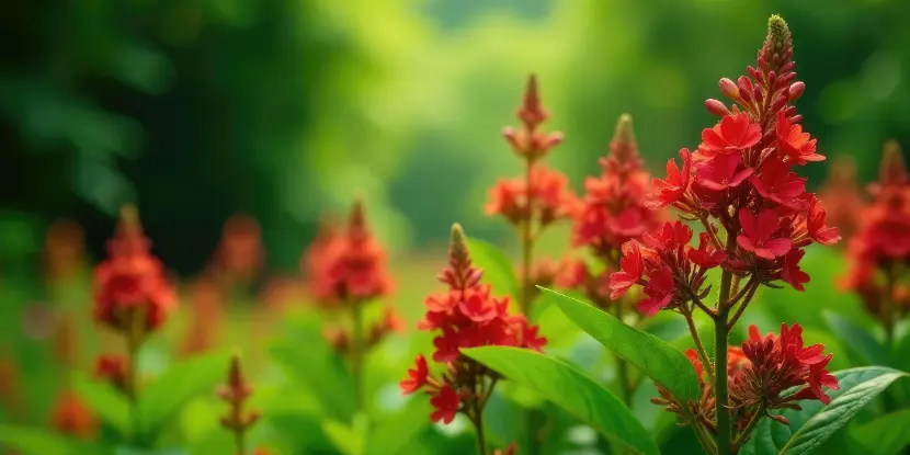 Bright red verbena inflorescences