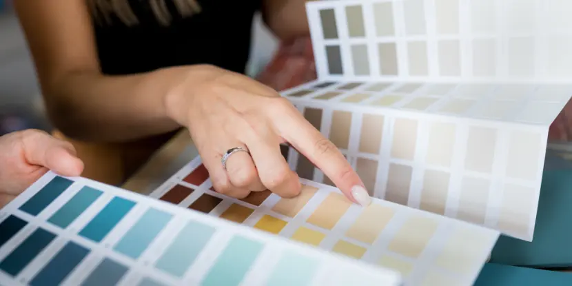 Customers selecting paint colors