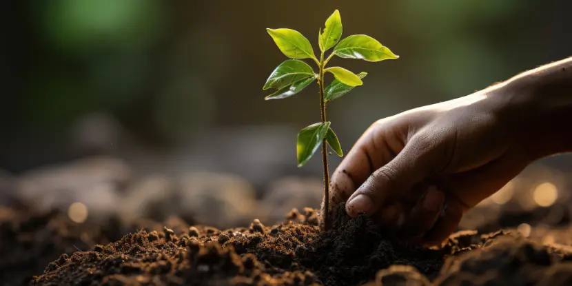 A gardener plants a plot