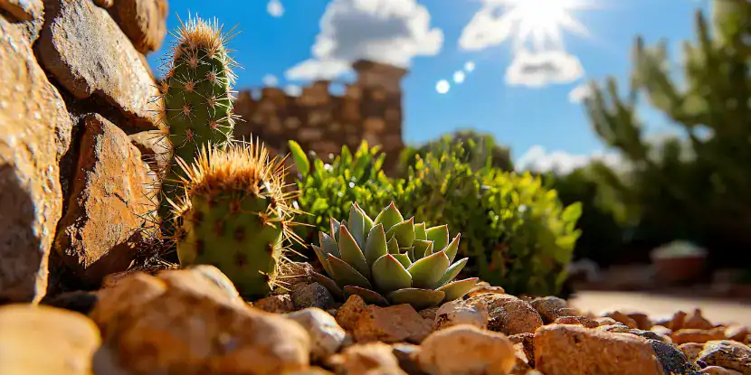 A rock garden with succulents