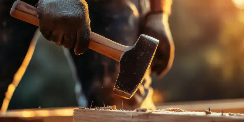 A man with a framing hammer