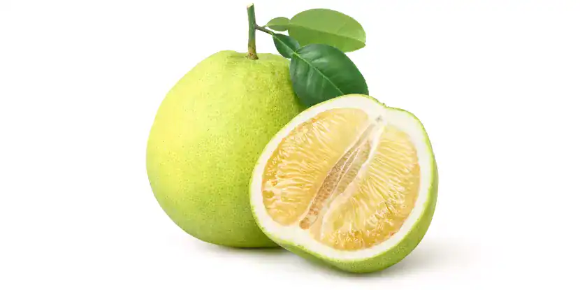 A pomelo with yellow flesh