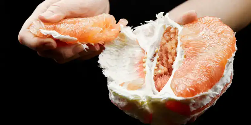 A peeled pomelo