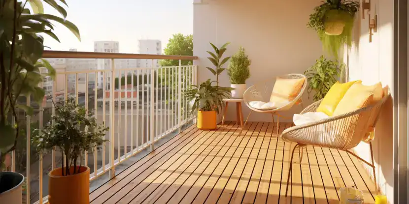 An urban balcony with plants