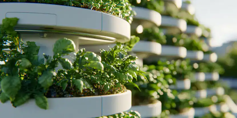 A hydroponic garden with stackable trays