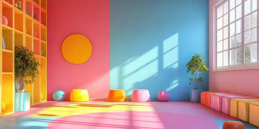 A two-tone wall in a playroom