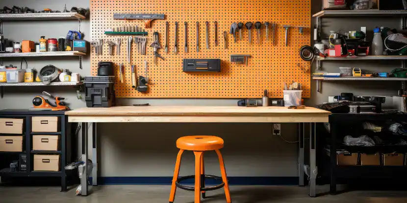 A neatly organized pegboard