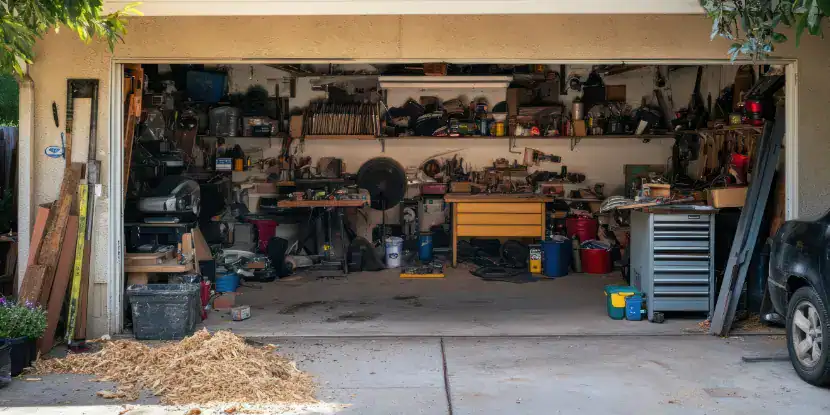 A messy garage