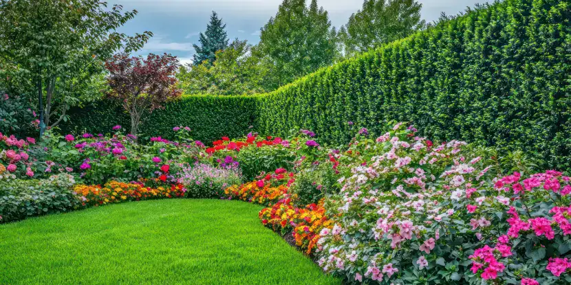 A "living fence" of hedges and border flowers