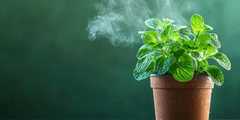 Transpiration in a houseplant