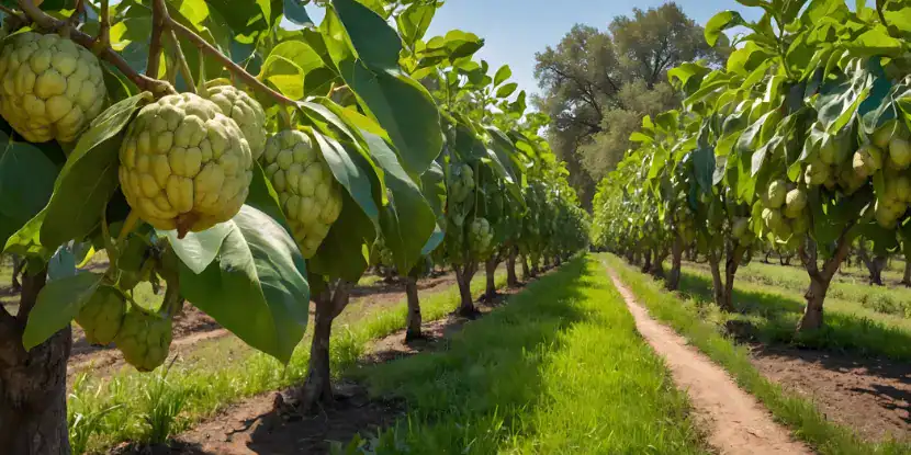 Cherimoya trees laden with fruit