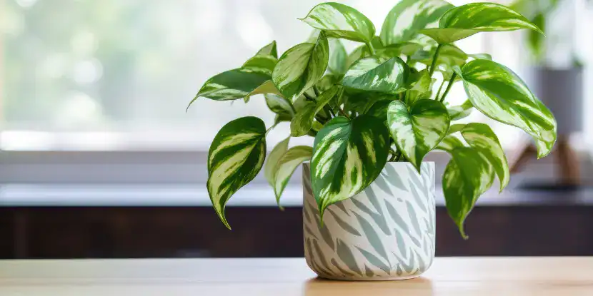 Potted pothos plant