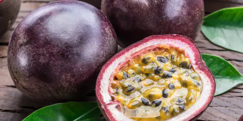 Passion fruit sliced open