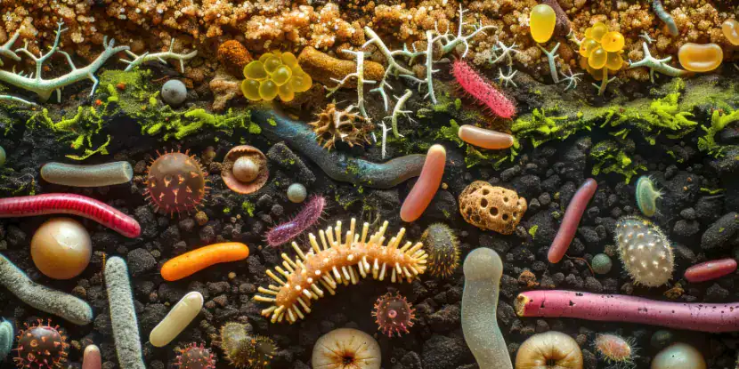 An illustration of soil microbes