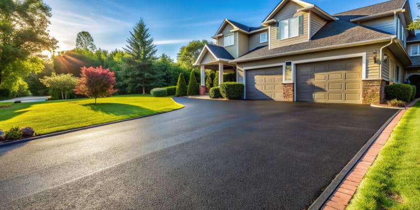 A freshly sealed driveway