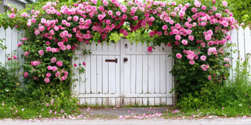 Climbing roses on a gate