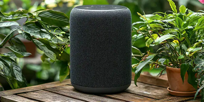 A wireless speaker in the garden