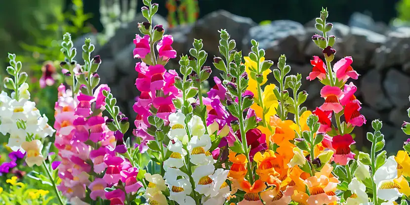 Flowering snapdragons in the garden