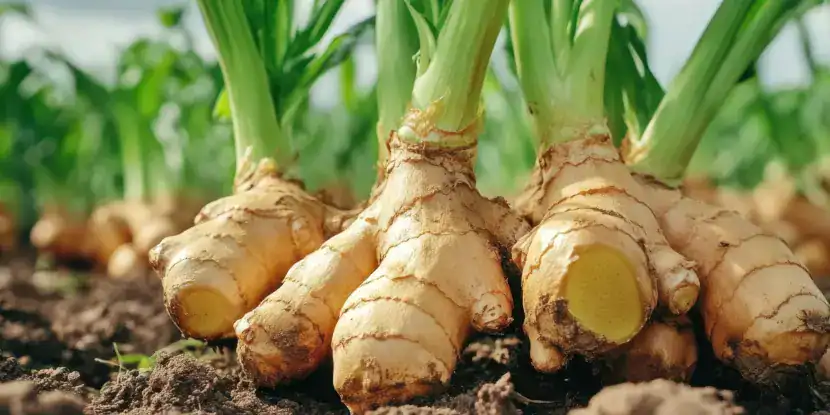 Sprouting ginger rhizomes