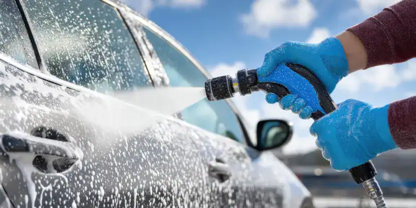 Power washing a car