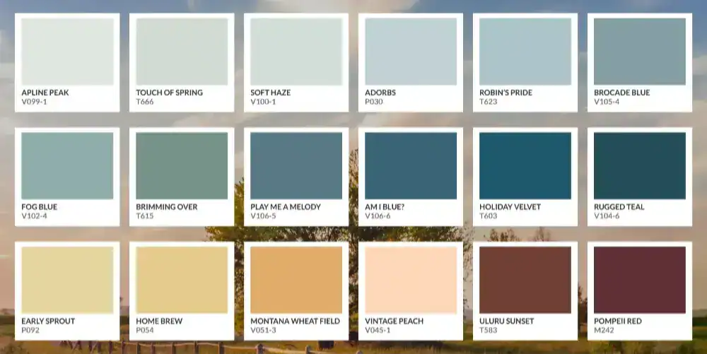Valspar Paint earth tone color chart