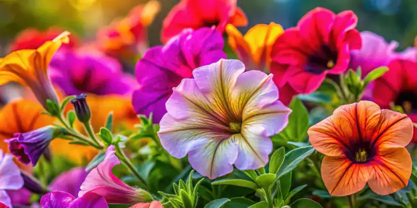 Close-up of gorgeous petunia blossoms