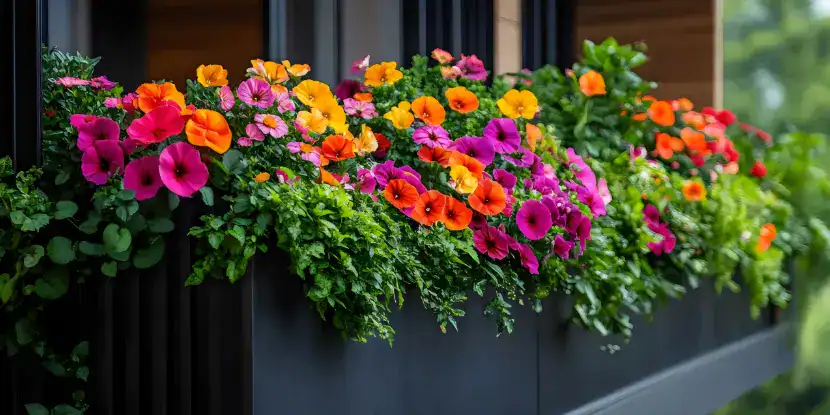 Petunias growing in containers