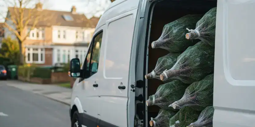 A delivery of freshly cut Christmas trees