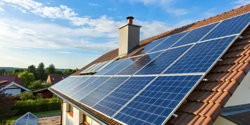 Solar panels installed on a house rooftop