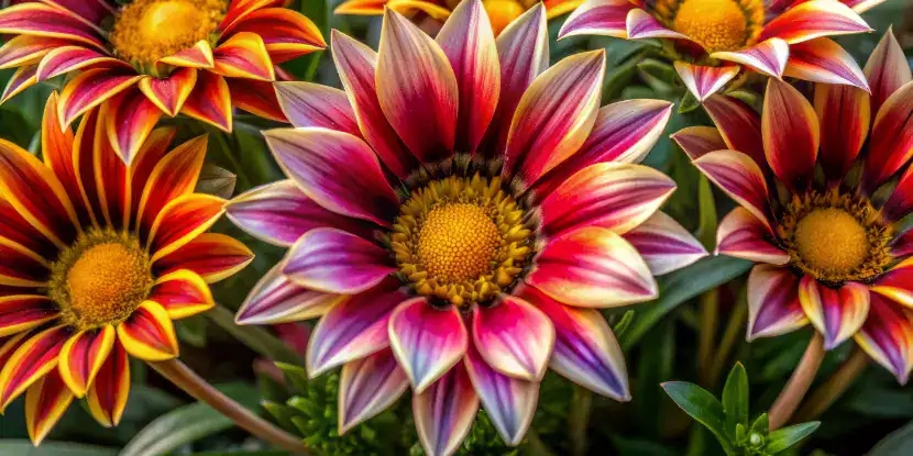 Burgundy gazania flowers