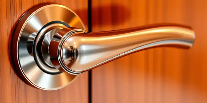 A graceful brass door handle