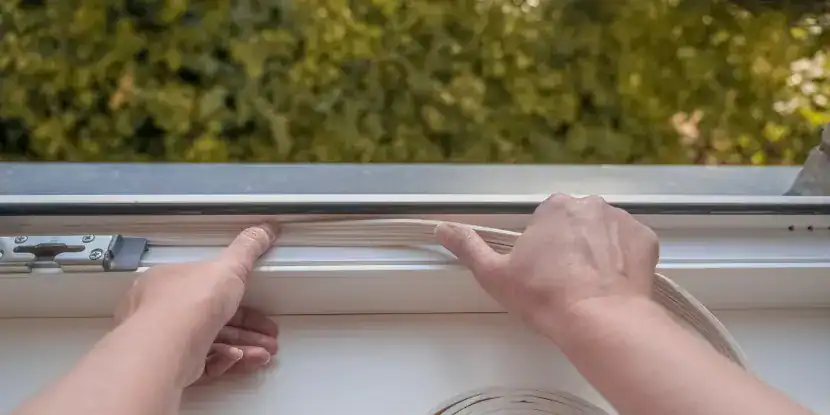A homeowner installs a thick layer of foam to insulate a window