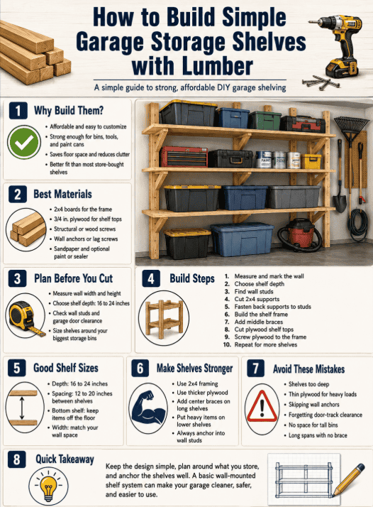 How to Build Simple Garage Storage Shelves with Lumber