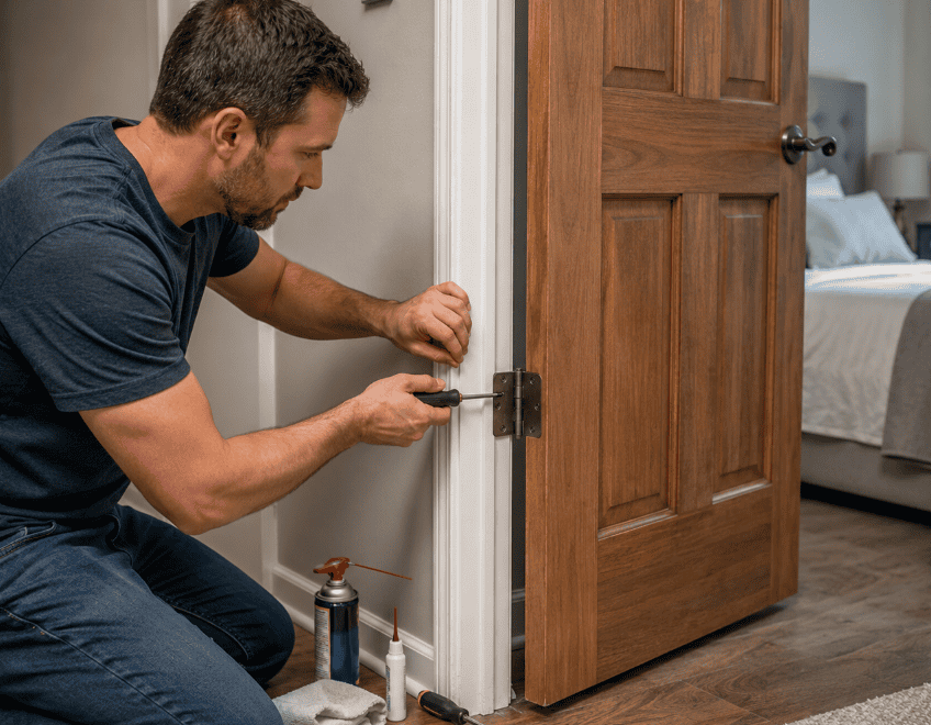 How to Repair a Squeaky Door, Loose Hinge, or Sticking Lock How to Repair a Squeaky Door, Loose Hinge, or Sticking Lock