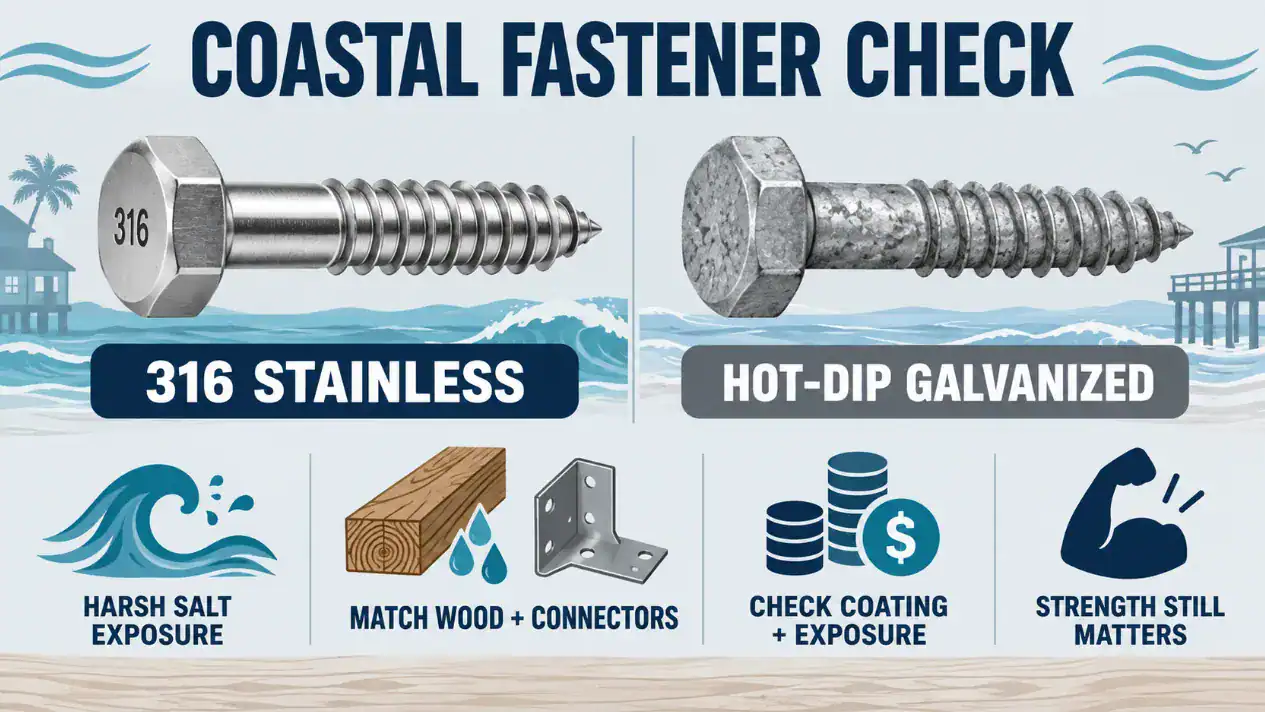 Stainless vs. Galvanized Fasteners for Coastal Construction